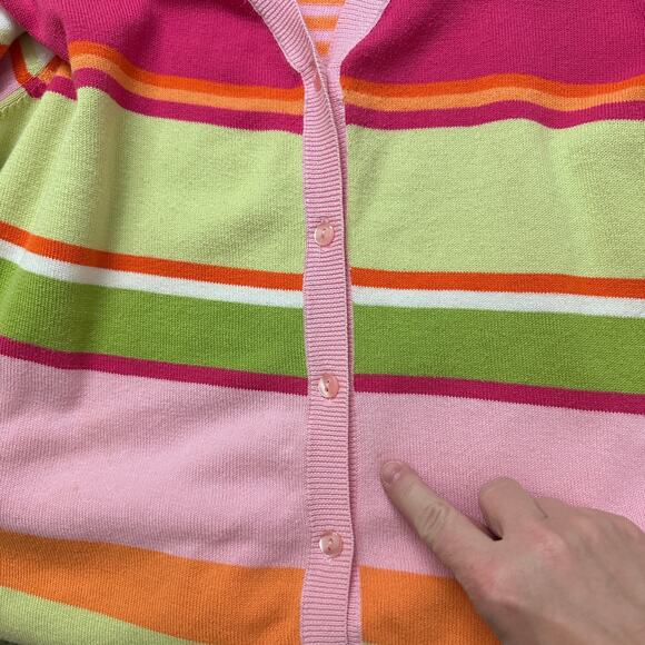 Bushwacker Vintage Cardigan Sweater LARGE Button Front Preppy Office Stripe - Picture 8 of 12